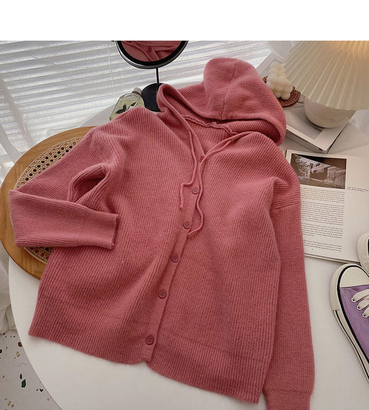 Pull femme style paresseux couleur unie manteau ample à capuche 5927