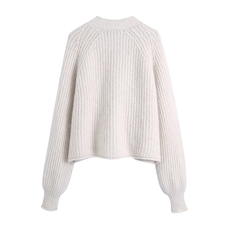 Cardigan en tricot à pointes décontracté et ample à la française 7382 