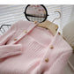 Wool sweater slim fit short small square neck double row button top  6603