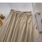 Simple high waist corduroy A-shaped medium length skirt  5784
