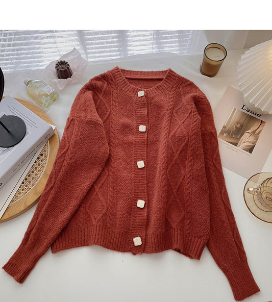 Cardigan pull vintage à simple boutonnage 5999