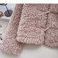 Manteau ample à manches longues avec boutons en corne de bœuf en peluche 6222