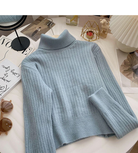 Pull ample à manches longues et coupe courte et slim 6119