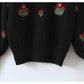 Nouveau pull col rond brodé fleur de vent paresseux 7435