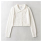 Mahai Plush Polo neck sweater cardigan sweater  7327