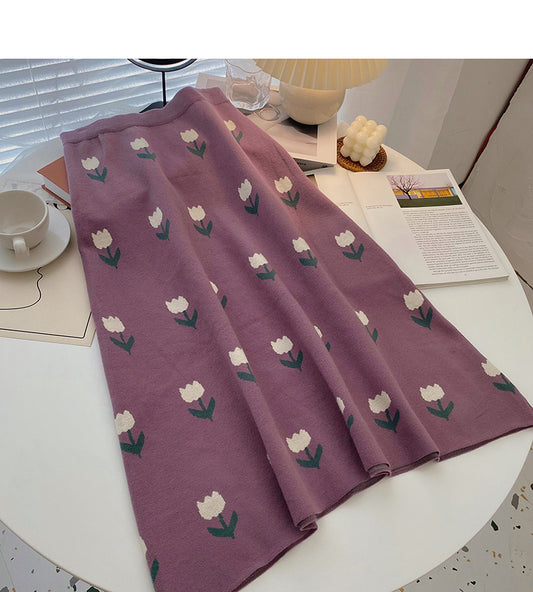 Schmaler und vielseitiger koreanischer elastischer Rock mit hoher Taille 5749