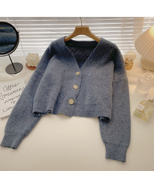Haut ample à manches longues et col en V de style coréen chic 5870