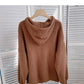 New Korean casual simple solid color loose hooded top  6036
