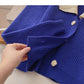 Pull tricoté à petits boutons fleuris de couleur assortie 6469