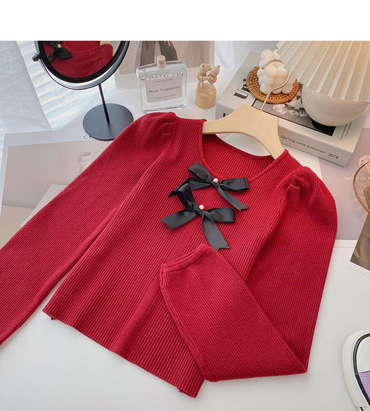 Pull vintage français à manches longues et coupe slim 6628