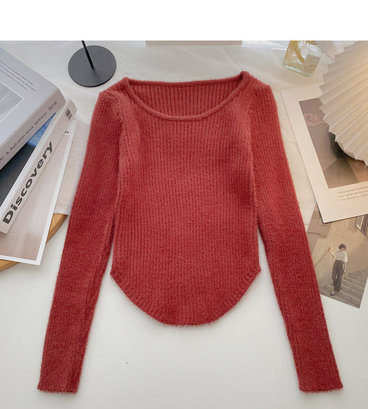 Haut à manches longues courtes et irrégulières en tricot Design sense 6614