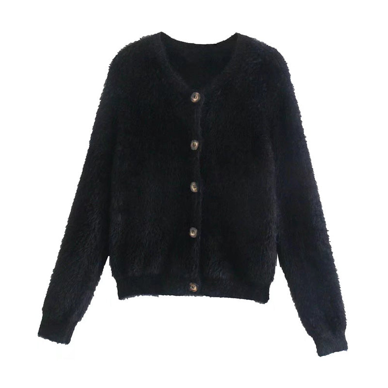 Versatile artificial fur effect sweater knitted coat  7353