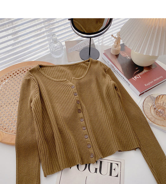 Cardigan tricoté pour femme, style paresseux, couleur unie, haut polyvalent à manches longues 6684