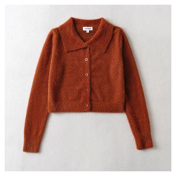 Vintage high waist navel top cardigan sweater  7431