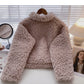 Manteau ample à manches longues avec boutons en corne de bœuf en peluche 6222