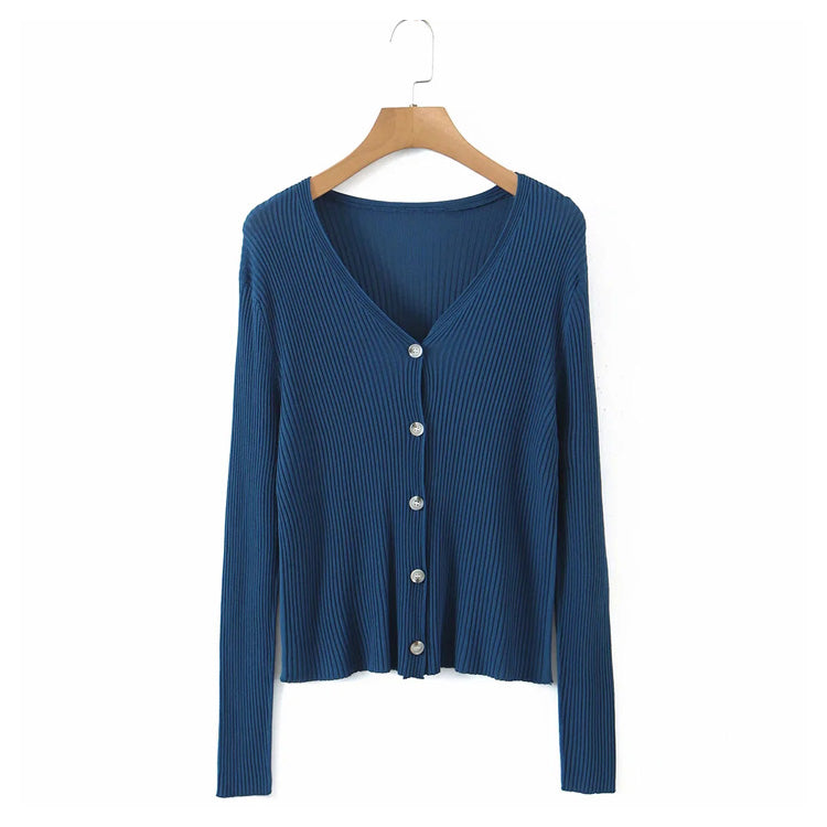 Strickjacke mit langen Ärmeln + zweiteiliger Pullover mit Schlinge innen 7269