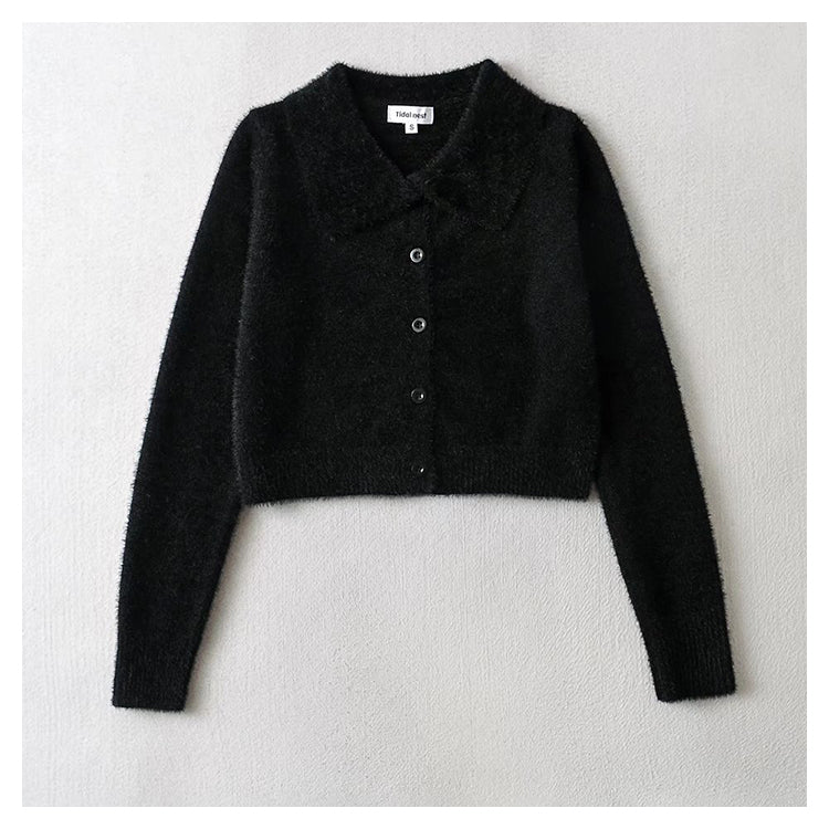 Mahai Plush Polo neck sweater cardigan sweater  7327