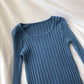 Versatile solid slim slim long sleeve pit stripe T-shirt  6479