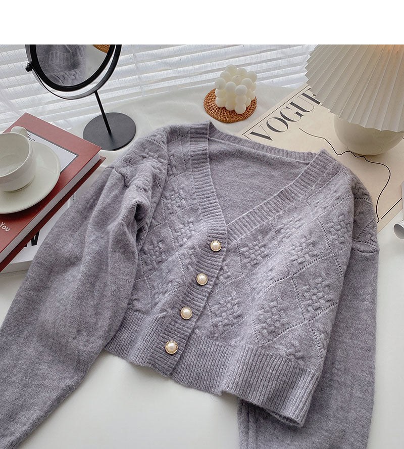 New Korean lazy V-Neck long sleeve Knitted Top  5876