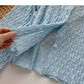 Slim and slim pleated top trendy and niche V-neck shirt female  6312