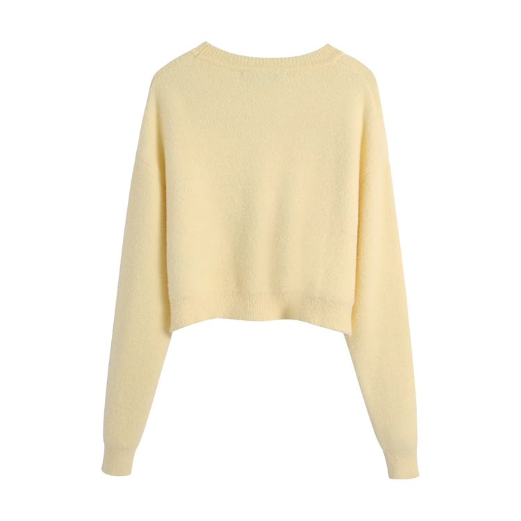 Versatile straight tube loose sweater soft touch sweater  7381