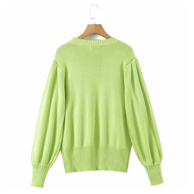 Three dimensional sunflower Pullover loose knitted sweater  7299