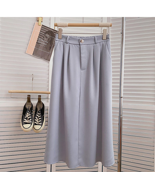 Solid color versatile high waist skirt  5825