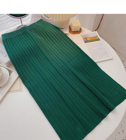 Einfacher und vielseitiger Rock in A-Linie mit hoher Taille und hohem Bund 5752