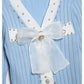 Xiaoxiangfeng V-neck heavy industry rivet bow knit cardigan  7294