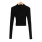 Solid color half high neck zipper design sweater  7332