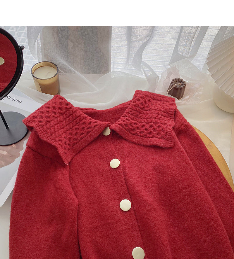 Temperament aging single breasted doll neck long sleeve slim top  6024