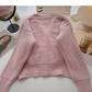 Korean retro sweet Beaded single breasted long sleeved top  6023