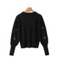 Nouveau pull col rond brodé fleur de vent paresseux 7435