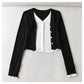 V-neck stretch slim short knit cardigan  7387
