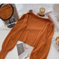 Simple solid color square neck long sleeve short top  6679