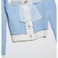 Xiaoxiangfeng V-neck heavy industry rivet bow knit cardigan  7294