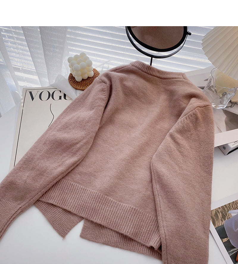 Single breasted irregular design fashion lazy loose top  5899