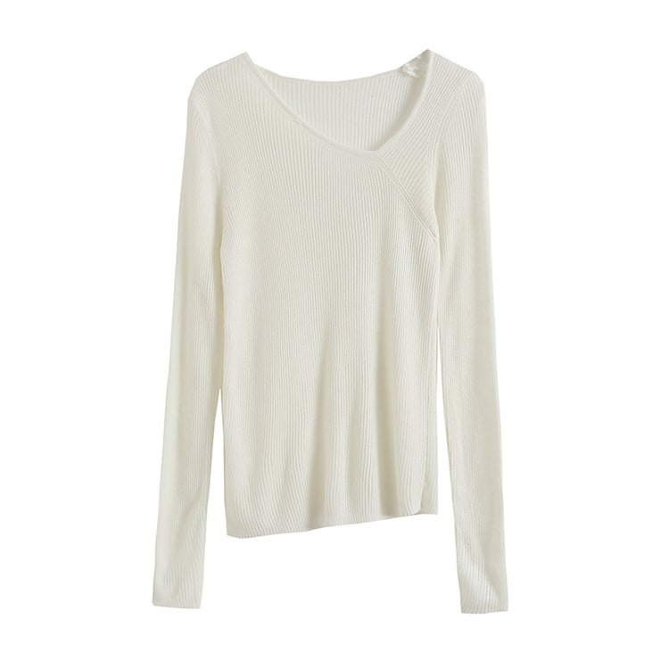Irregular design neckline slim knit  7306