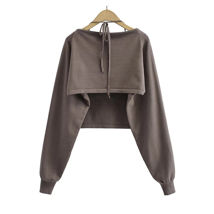 Nouveau chemisier à bretelles intégré, haut cardigan paresseux 7459
