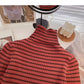 Beliebter Pullover 6652 mit Stehkragen, gestreiftem Boden und langen Ärmeln