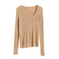 Irregular design neckline slim knit  7306