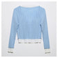 Xiaoxiangfeng V-neck heavy industry rivet bow knit cardigan  7294