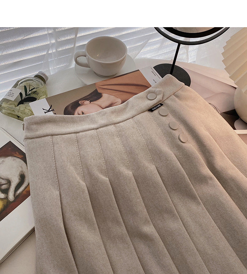 Korean fashion, foreign style, thin and age reducing a-word high waist skirt  5483
