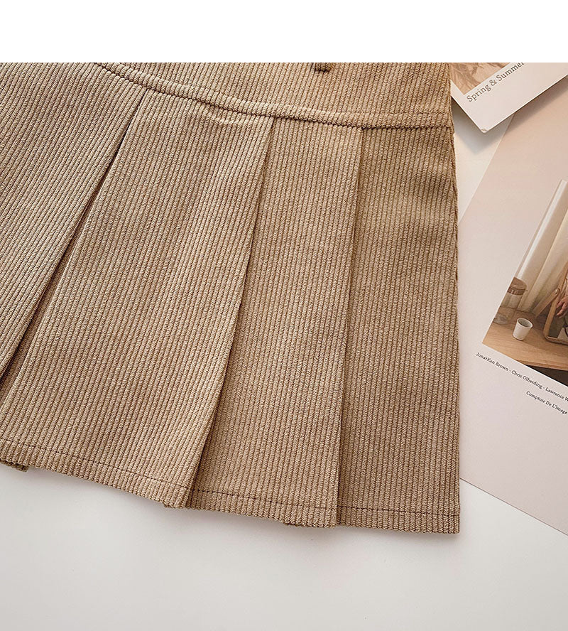 Korean reduced age high waist corduroy A-shaped skirt  5476