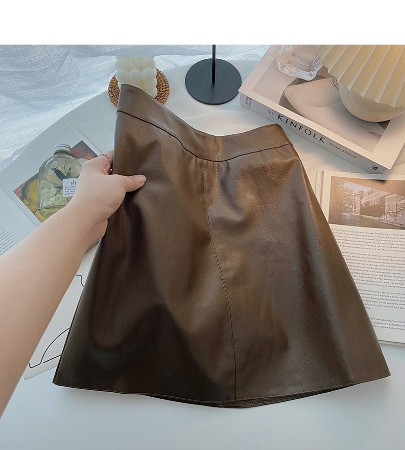 High waist solid simple A-line skirt  5406