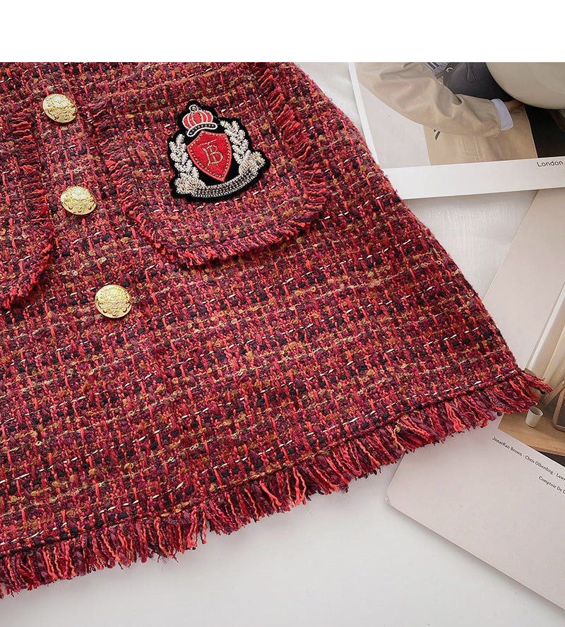 Small fragrant wind tweed A-shaped skirt  5368