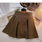 Korean fashion Hong Kong style leisure solid color anti light high waist skirt  5497