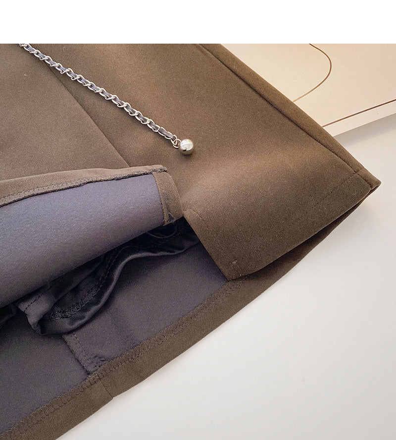Nouvelle jupe trapèze slim rétro taille haute avec chaîne 5453