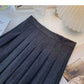 Simple solid color versatile high waist pleated skirt  5351