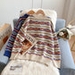 Pull jacquard doux et ciré vintage à col rond pour femme 5166